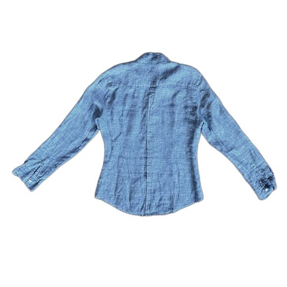 CP SHADES Gray Linen Button Up Long Sleeve Shirt Top Mens Size Small - Picture 6 of 9